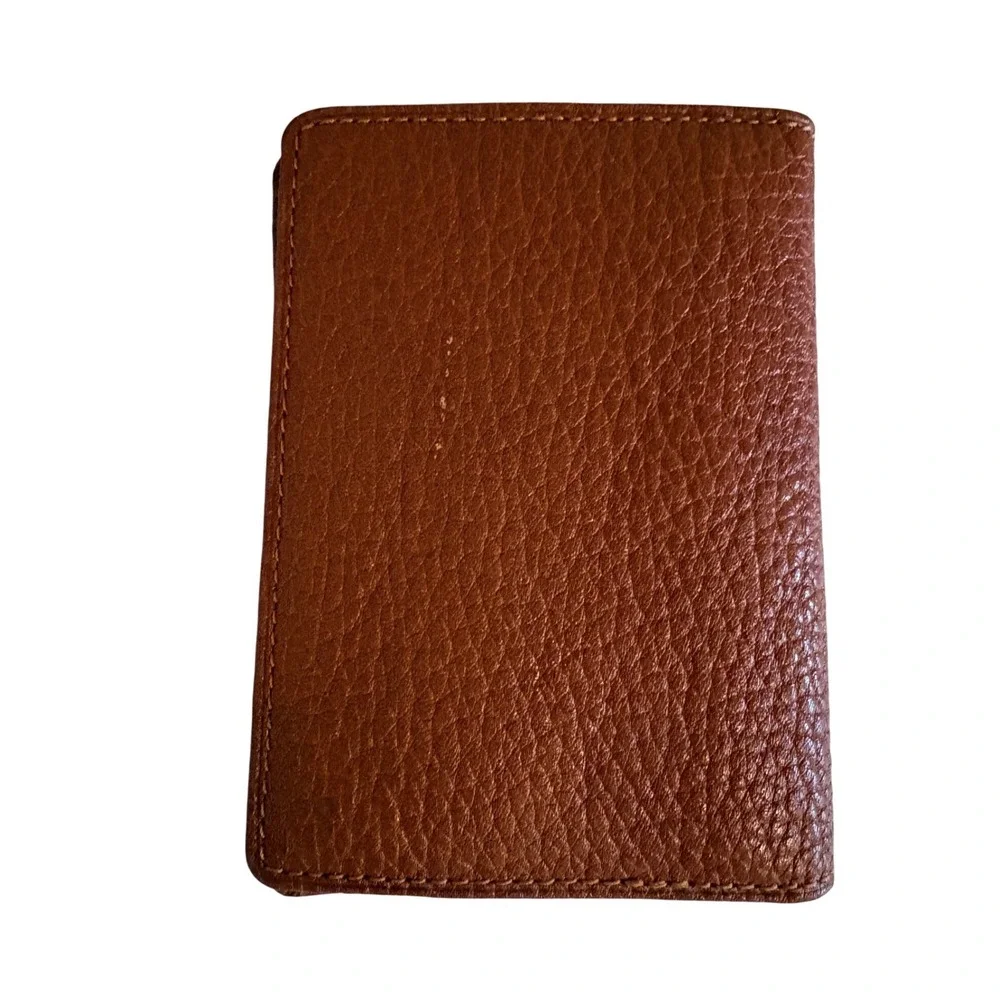 90s Polo Ralph Lauren Mens Pebbled Leather Bifold Card Case Wallet Cognac Brown‎